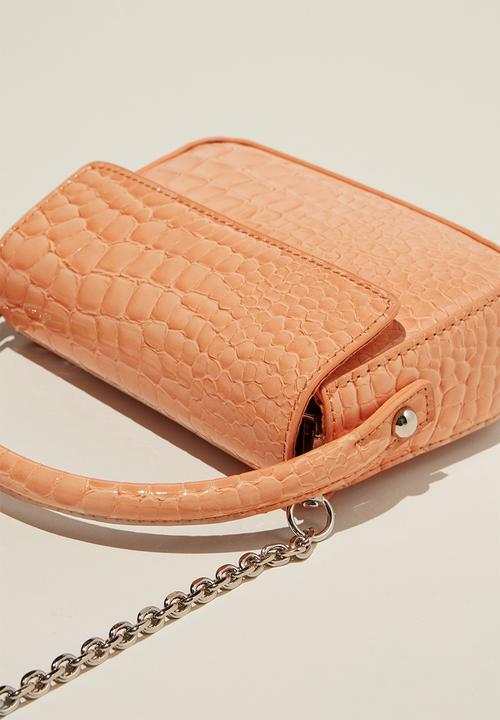 Cotton On - Jessie mini cross body bag - soft orange patent texture