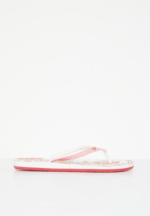 Roxy - Rg pebbles vii flip-flop - white & pink