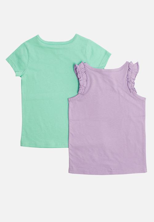Character Group - Barbie 2 pack tee & vest - aqua/lilac