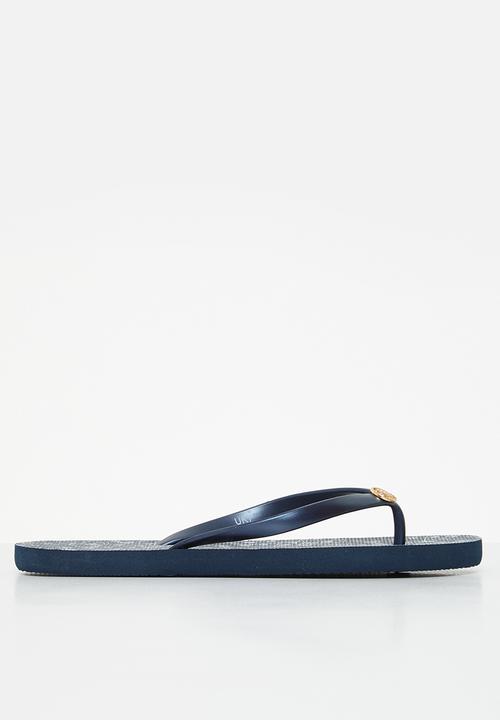 POLO - Basic floral print flip flop - navy