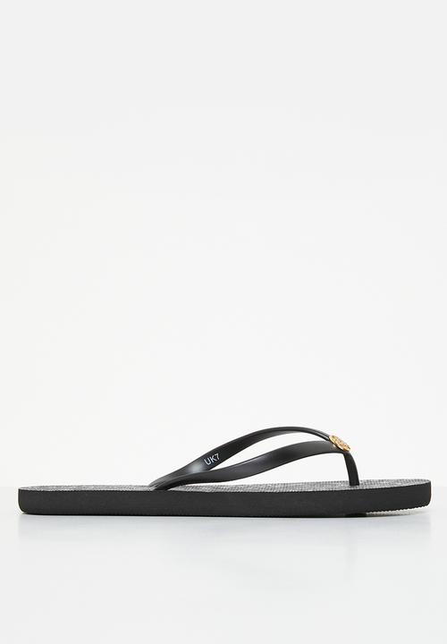 POLO - Basic floral print flip flop - black