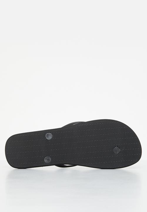 POLO - Basic floral print flip flop - black