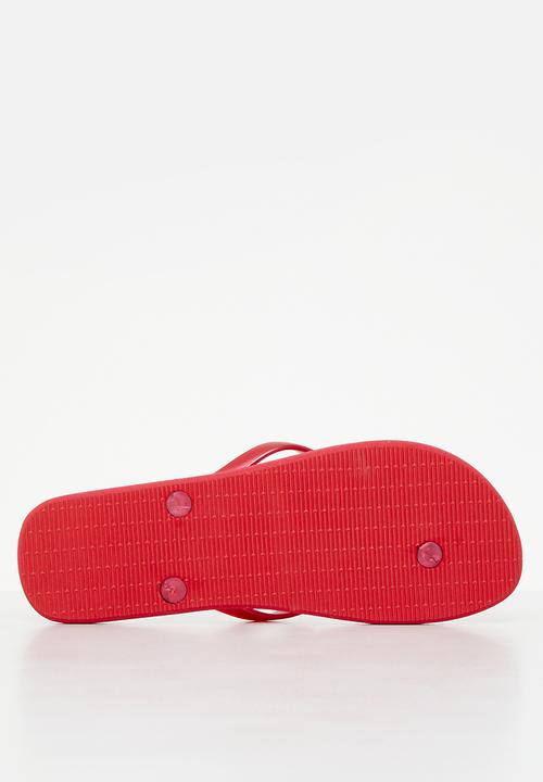 POLO - Basic floral print flip flop - red