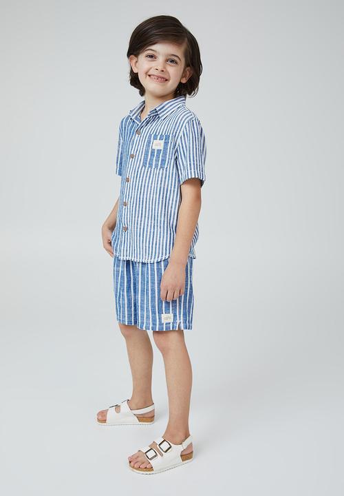 Cotton On - Resort short sleeve shirt - blue punch /  vanilla stripe