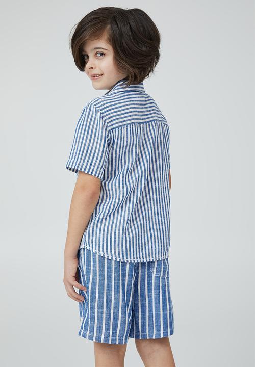 Cotton On - Resort short sleeve shirt - blue punch /  vanilla stripe