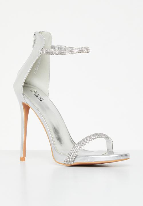 MILLA - Ryder ankle strap heel - silver