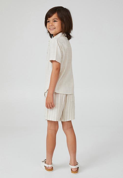 Cotton On - Resort short sleeve shirt - rainy day / vanilla stripe