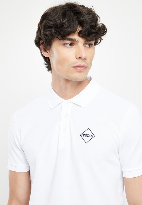 POLO - Men slim fit logo golfer - white
