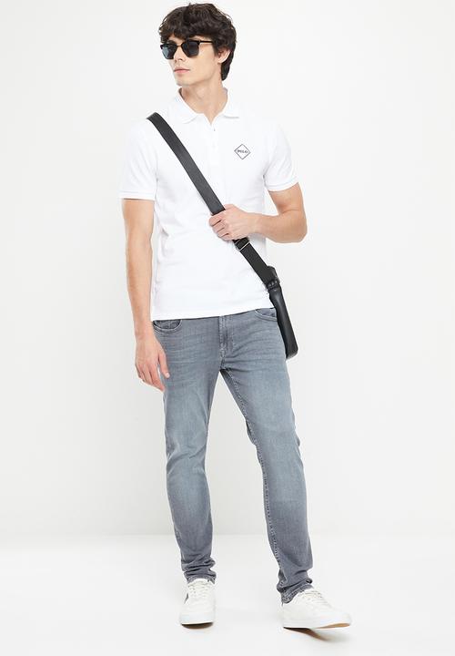 POLO - Men slim fit logo golfer - white