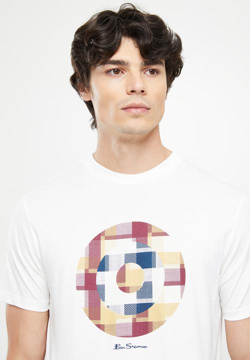 Ben Sherman - Fractured gingh target tee shirt - ivory