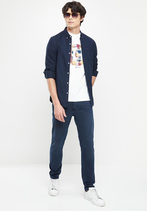 Ben Sherman - Fractured gingh target tee shirt - ivory