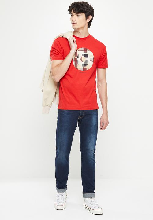 Ben Sherman - Fractured gingh target tee shirt - red