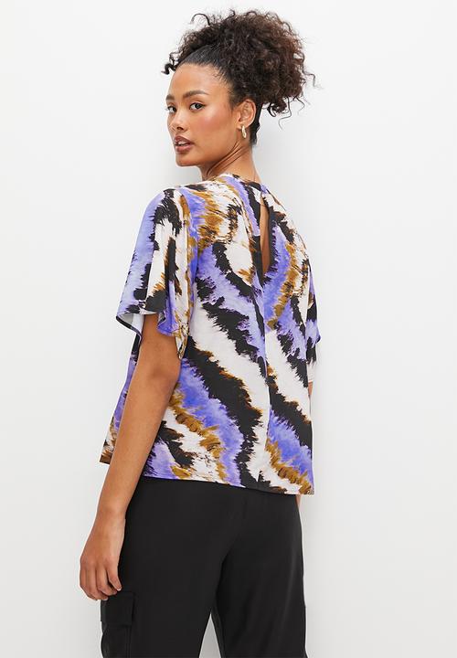 edit - Femme woven tee -  blue zebra