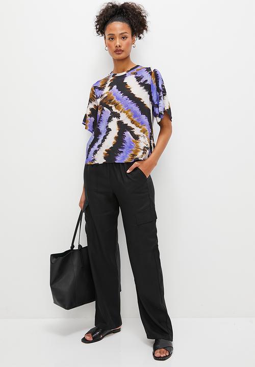edit - Femme woven tee -  blue zebra