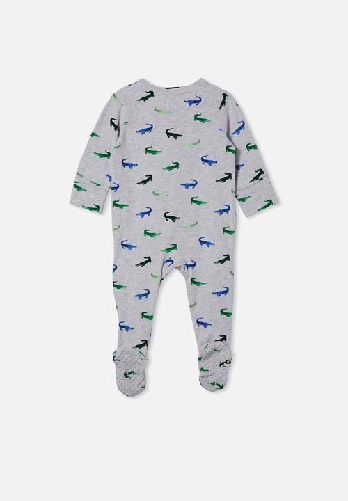 Cotton On - The long sleeve zip romper - cloud marle/carter crocodile