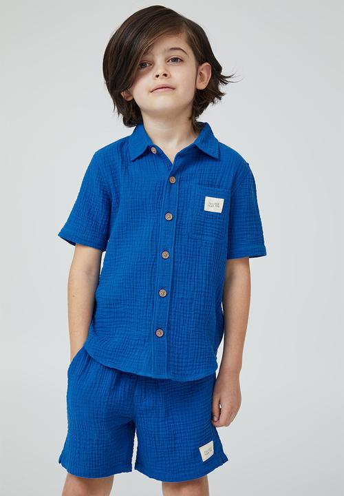 Cotton On - Resort short sleeve shirt - blue punch / cheesecloth