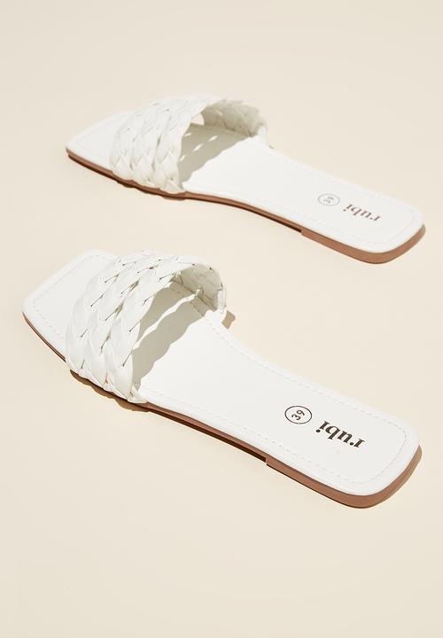 Cotton On - Marley braided slide - white nubuck pu 