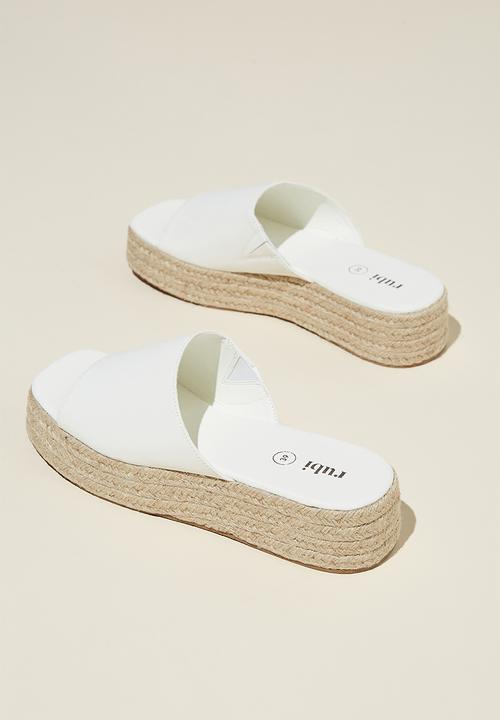 Cotton On - Erin espadrille flatform slide - white nubuck