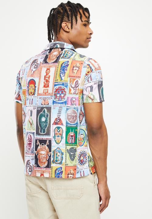 Butan - Aluuta mask - stamped - short sleeve shirt - multi