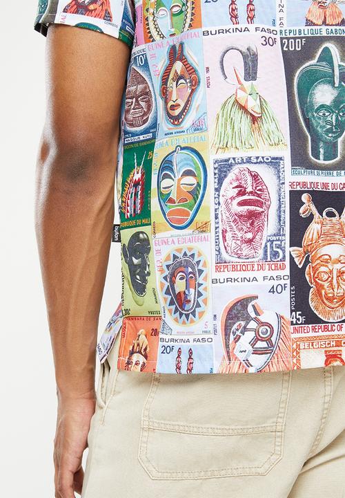 Butan - Aluuta mask - stamped - short sleeve shirt - multi
