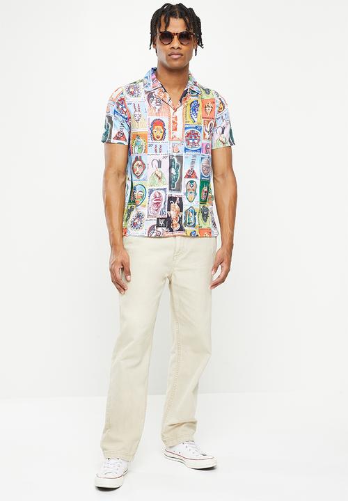 Butan - Aluuta mask - stamped - short sleeve shirt - multi