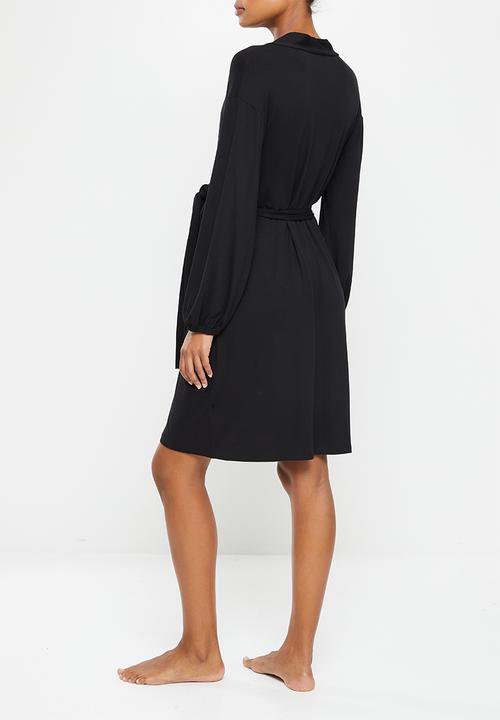 edit Maternity - Maternity balloon sleeve robe - black