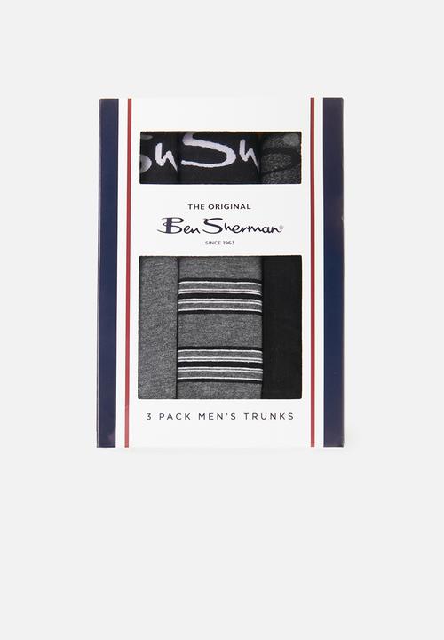 Ben Sherman - Easton 3 pack trunks - charcoal & black 