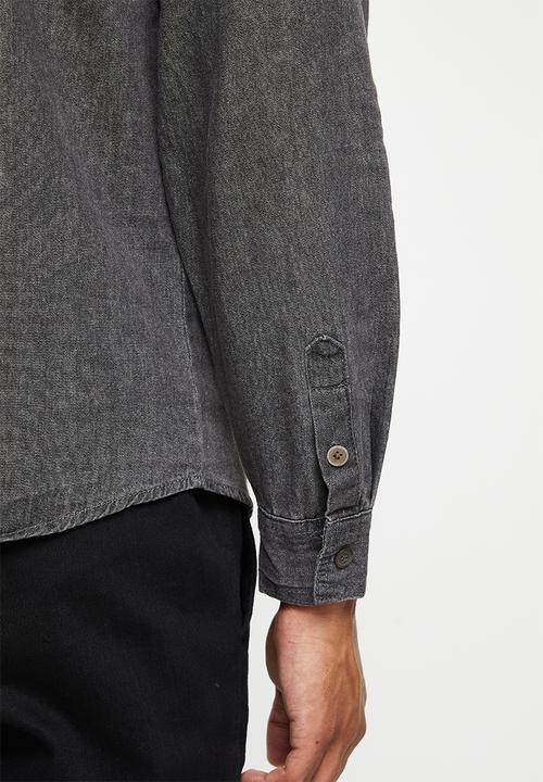 basicthread - Grey wash denim shirt - grey