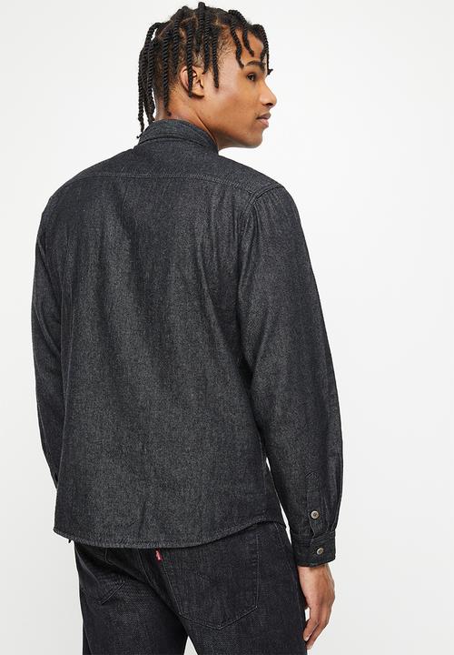 basicthread - Black wash denim shirt - black