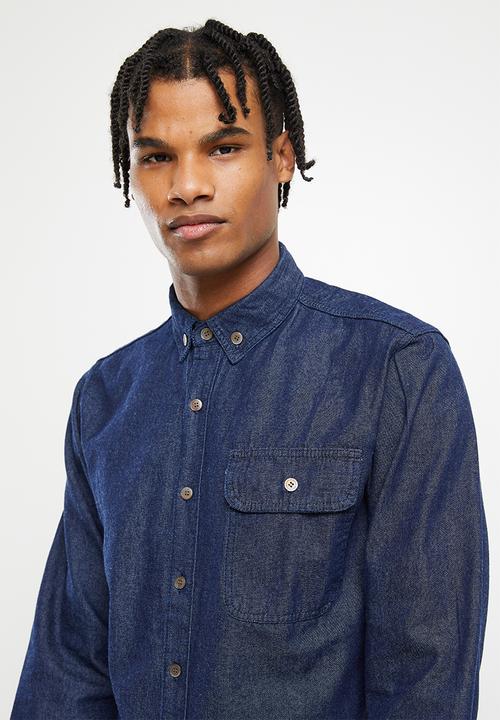 basicthread - Rinse wash denim shirt - dark blue