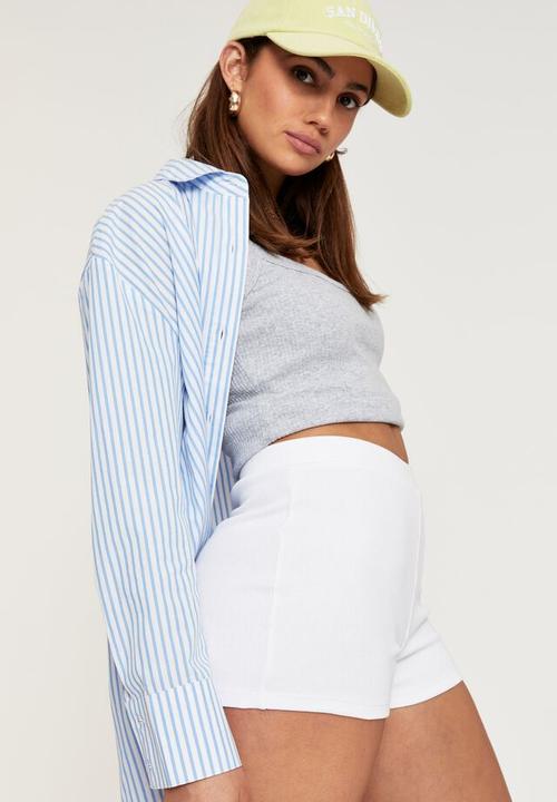 Supré  - Shayla rib bike short - white