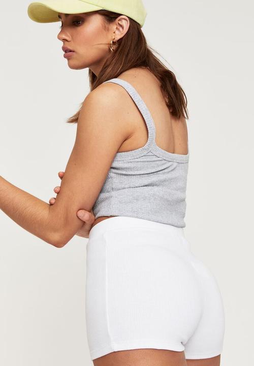 Supré  - Shayla rib bike short - white