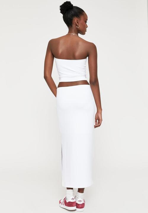 Supré  - Paris split luxe midi skirt - white