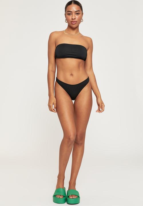 Supré  - Luxe gathered bikini bottom - black