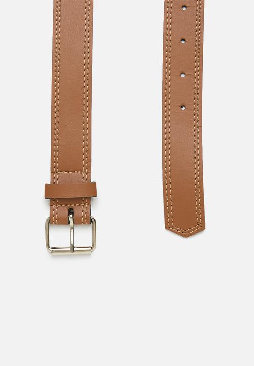 Superbalist - Double stitch pu belt - tan