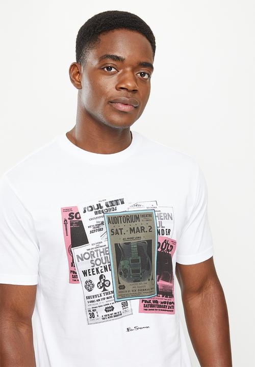 Ben Sherman - Poster guitar tee shirt - white