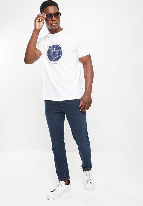 Ben Sherman - Painted chq target tee shirt - ivory