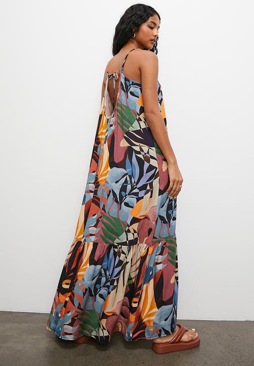 Superbalist - Trapeze tiered maxi dress - cutout floral