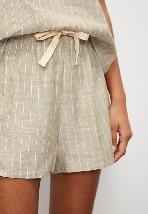 Superbalist - Linen sleep cami & shorts - stripe