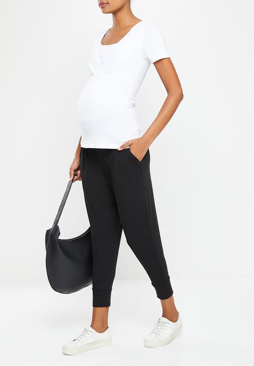 edit Maternity - Maternity pleat front jogger - black