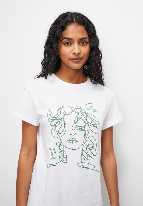 Superbalist - Shorts & tee set - white & greens bark print