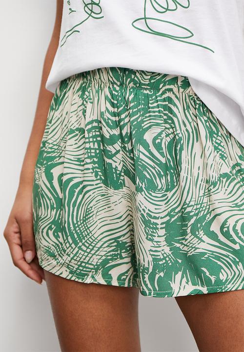 Superbalist - Shorts & tee set - white & greens bark print