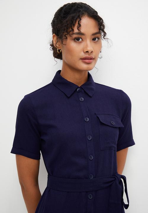 edit - Roll up sleeve shirt dress - ink