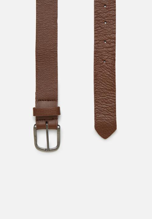 Superbalist - Julian textured leather belt - brown