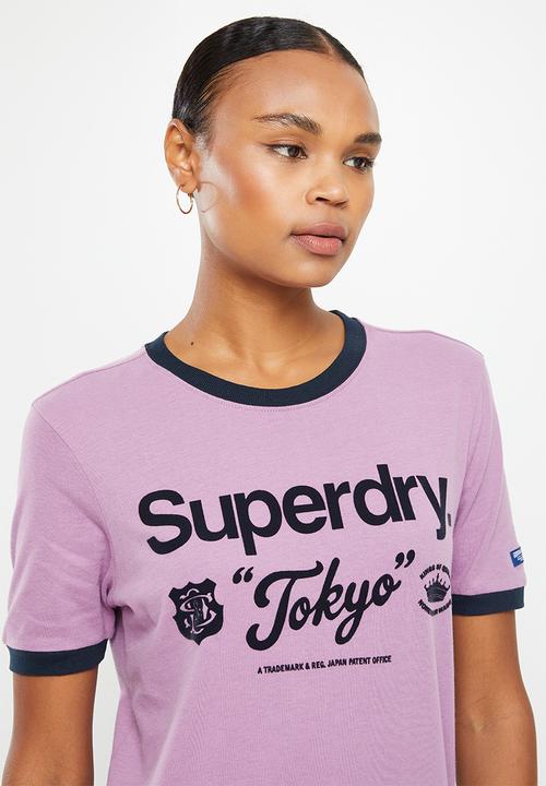 Superdry. - Cl ac ringer tee - dazed lilac