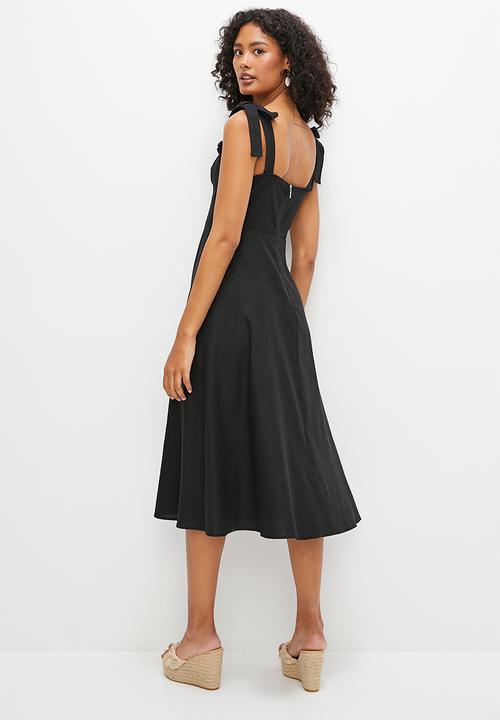 MILLA - Corset circle hem midi dress - black