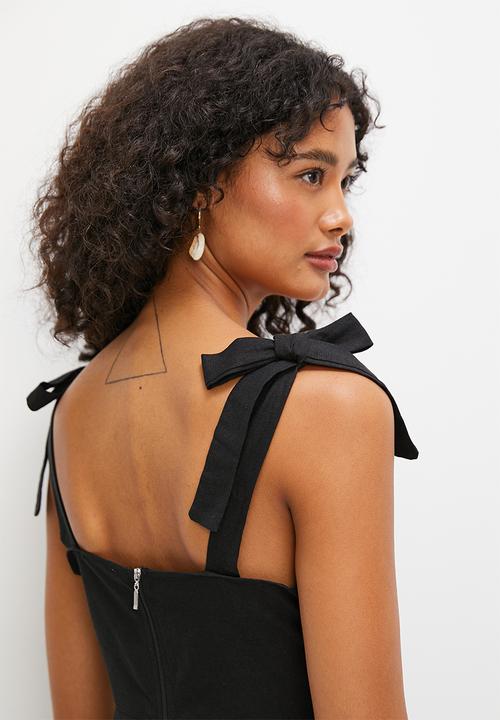 MILLA - Corset circle hem midi dress - black