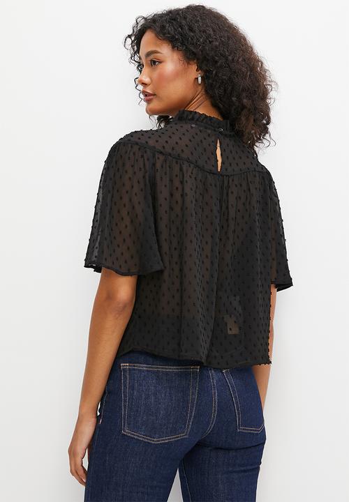 MILLA - Trim detail femme blouse - black
