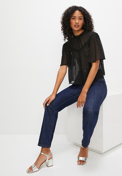 MILLA - Trim detail femme blouse - black