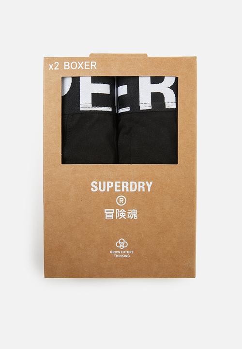 Superdry. - Boxer dual logo double pack - black